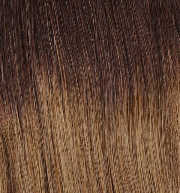 #4T10 Mörkbrun & Ljusbrun - Classic Dip Dye äkta löshår remy clip-on
